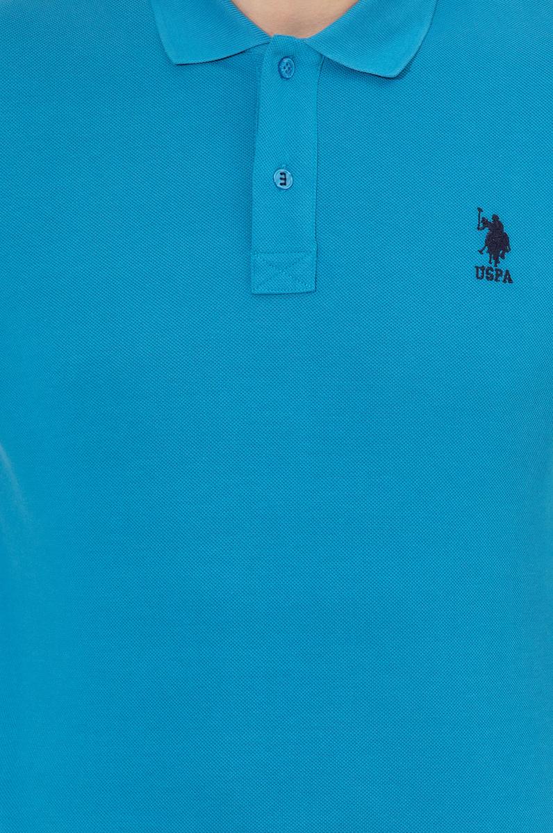 Erkek Kobalt Polo Yaka Basic Sweatshirt