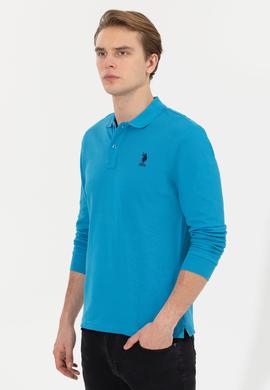 Erkek Kobalt Polo Yaka Basic Sweatshirt - 50263112010