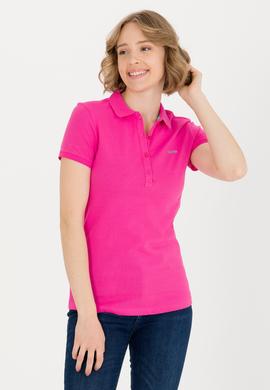 Kadın Fuşya Basic Polo Yaka Tişört - 50266348072