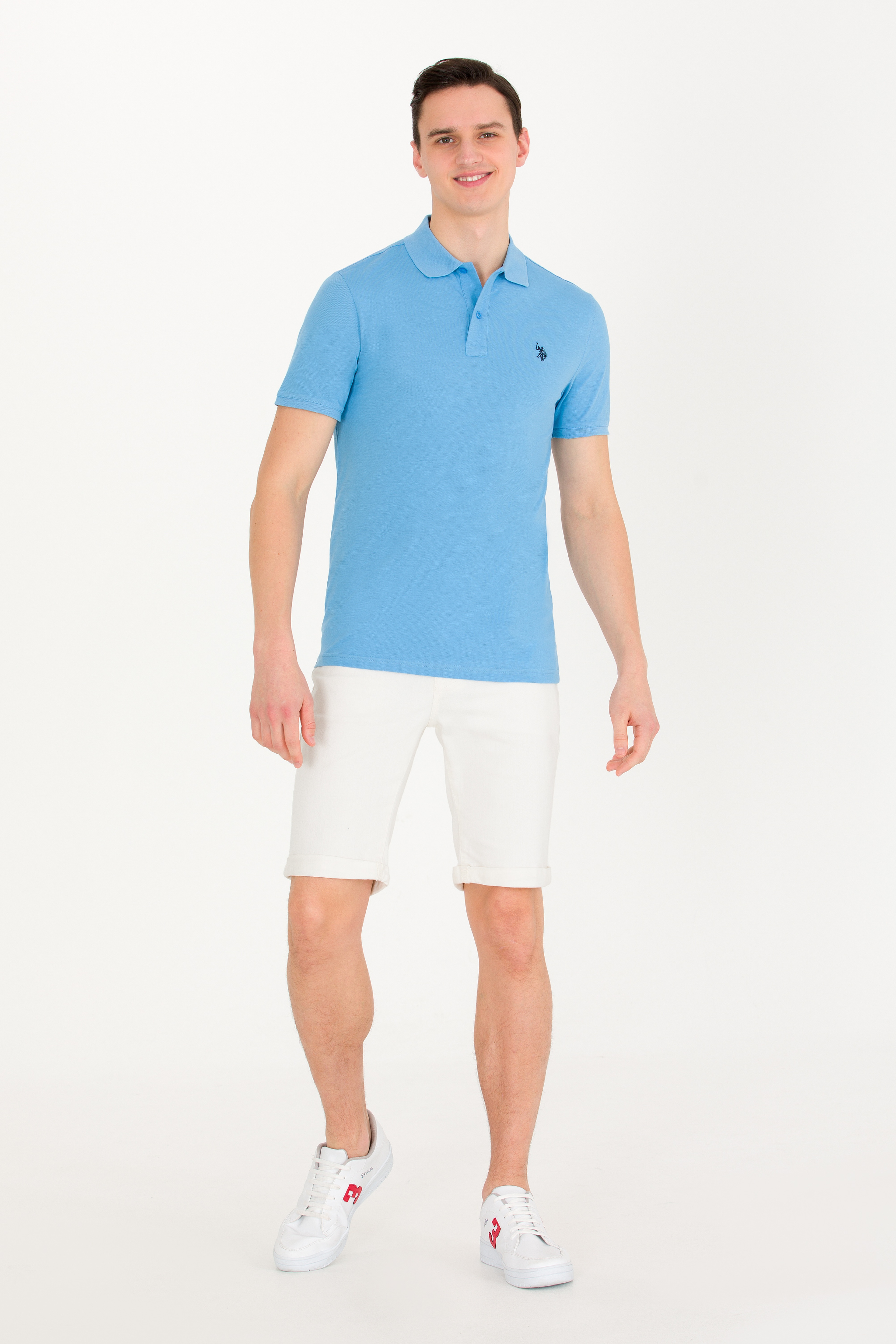 Erkek Turkuaz Basic Polo Yaka Tişört