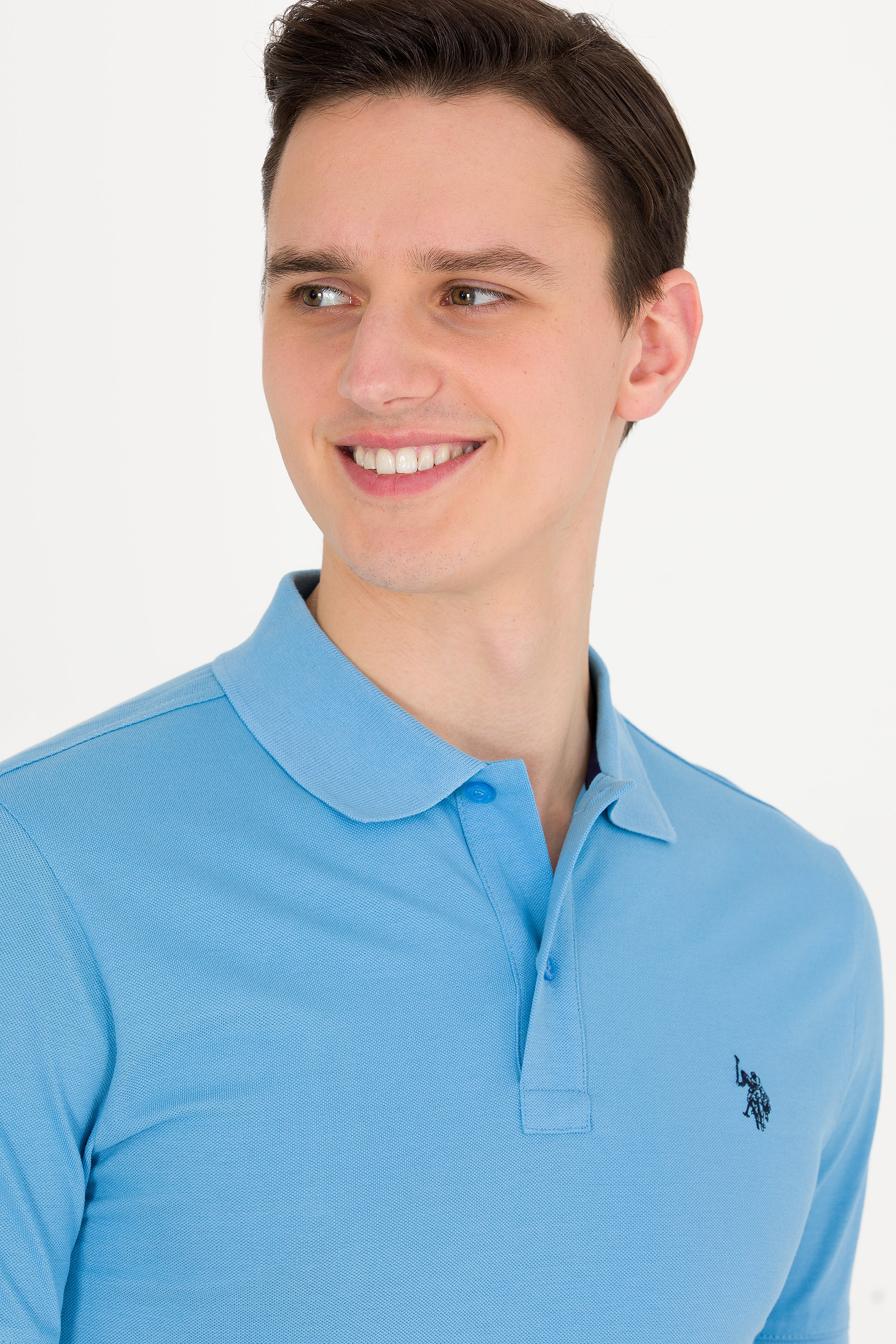 Erkek Turkuaz Basic Polo Yaka Tişört - Image 2