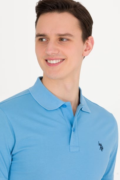 Erkek Turkuaz Basic Polo Yaka Tişört