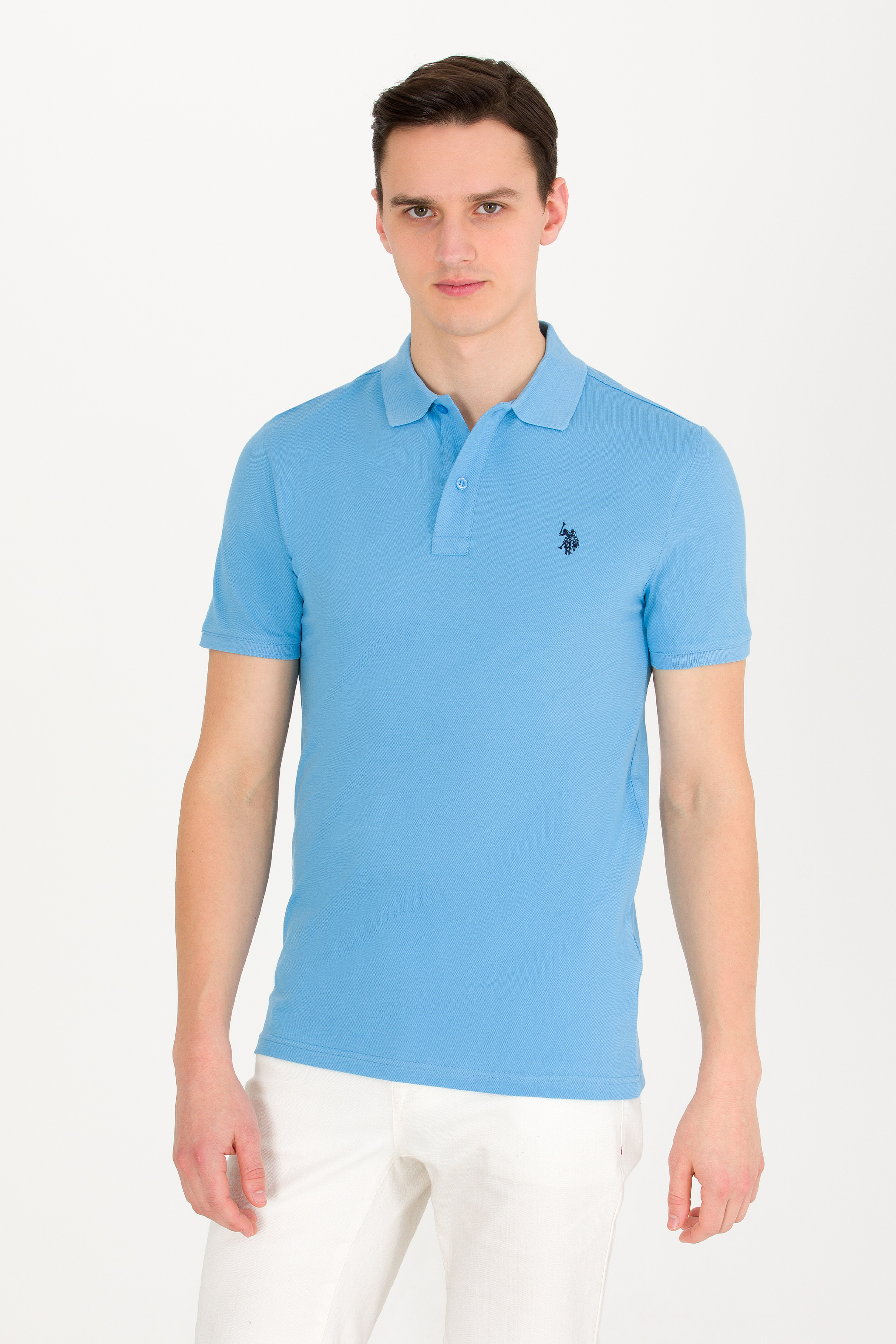 Erkek Turkuaz Basic Polo Yaka Tişört - Image 1