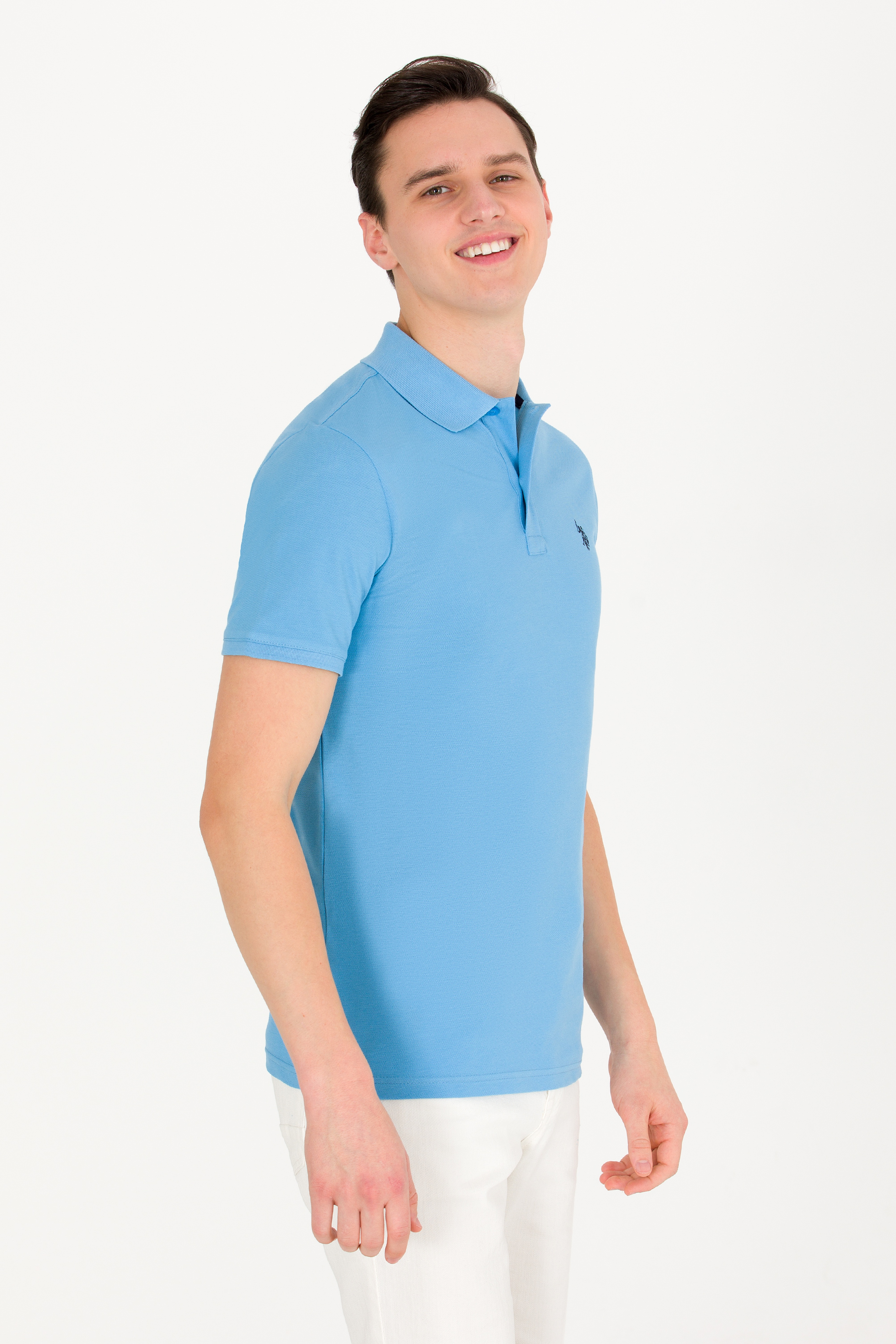 Erkek Turkuaz Basic Polo Yaka Tişört