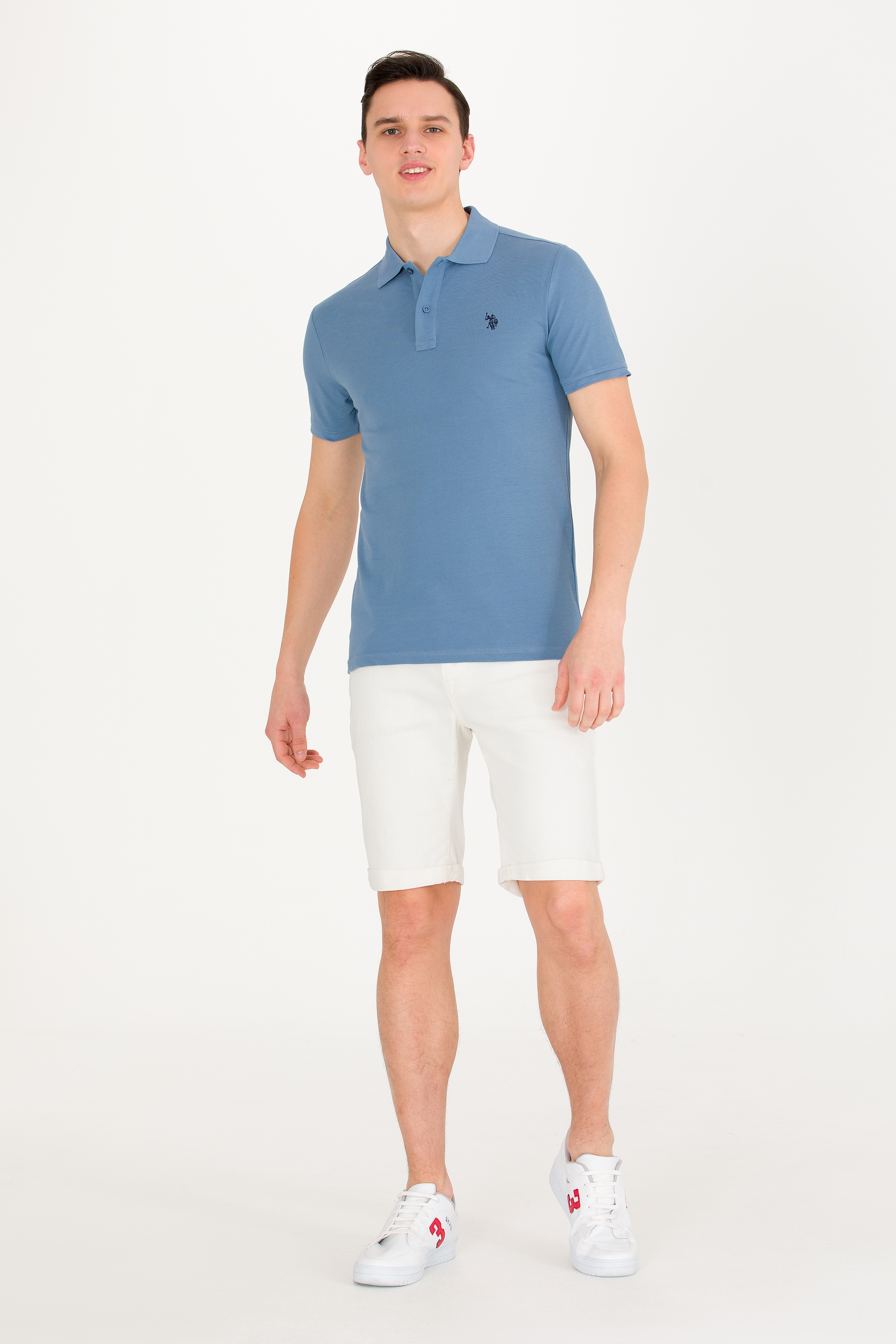 Erkek İndigo Basic Polo Yaka Tişört