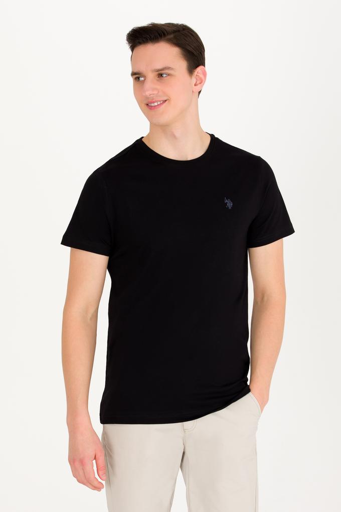 Erkek Siyah Basic Bisiklet Yaka Tişört