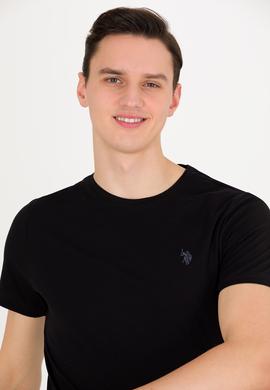 Erkek Siyah Basic Bisiklet Yaka Tişört - 50262974028