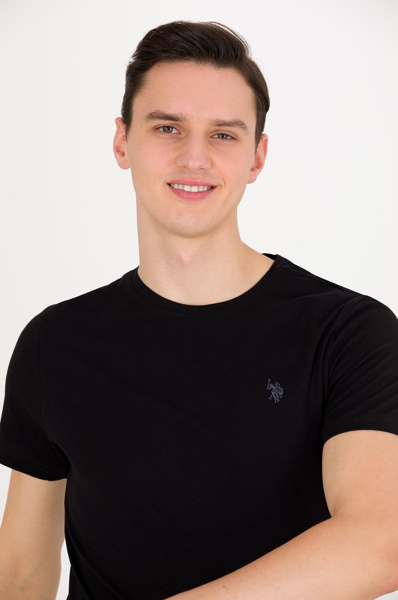 Erkek Siyah Basic Bisiklet Yaka Tişört