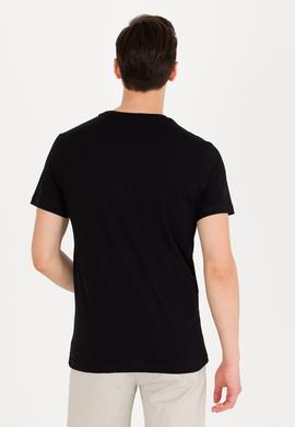 Erkek Siyah Basic Bisiklet Yaka Tişört - 50262974028