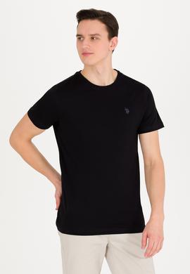 Erkek Siyah Basic Bisiklet Yaka Tişört - 50262974028