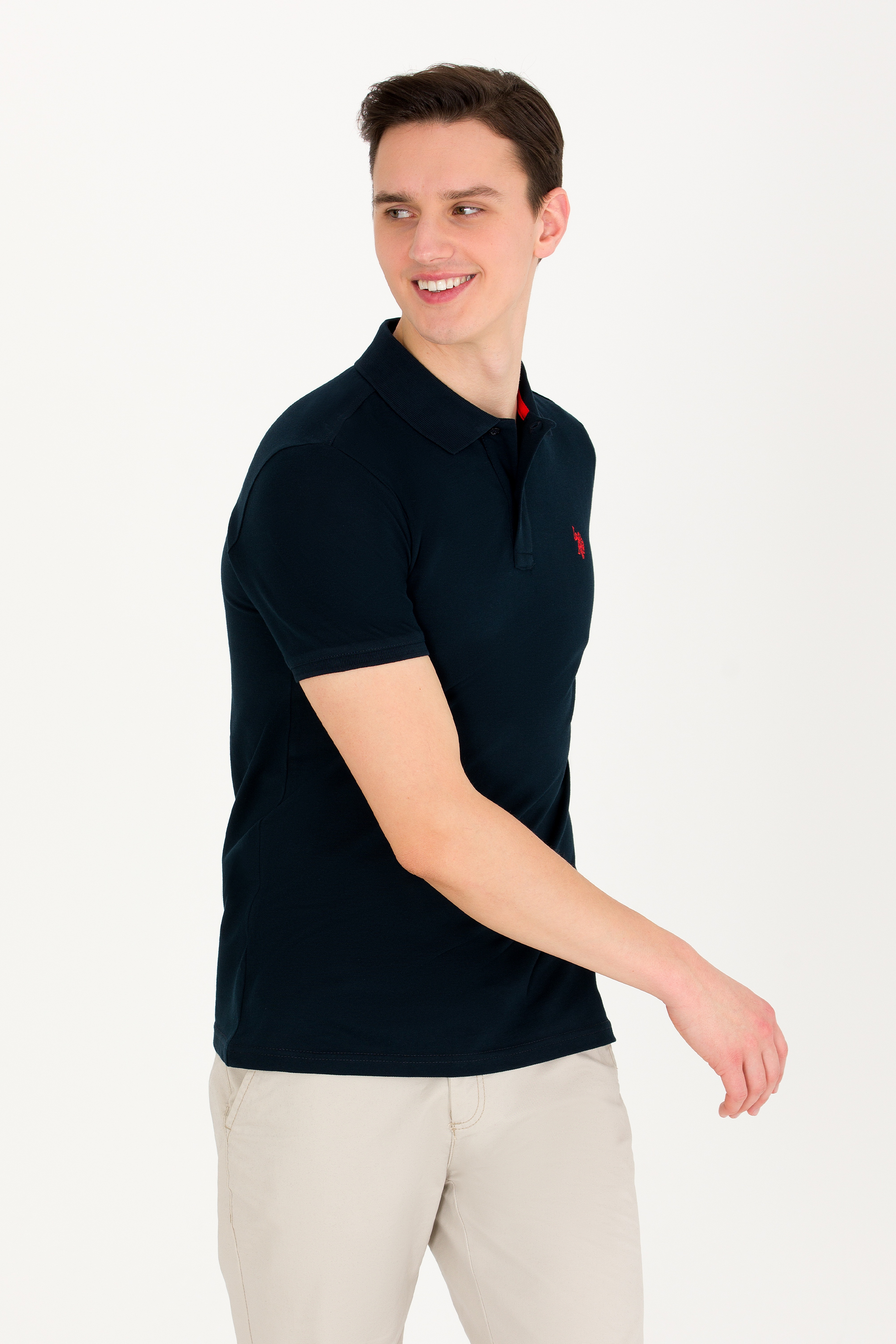 Erkek Koyu Lacivert Basic Polo Yaka Tişört - Image 1