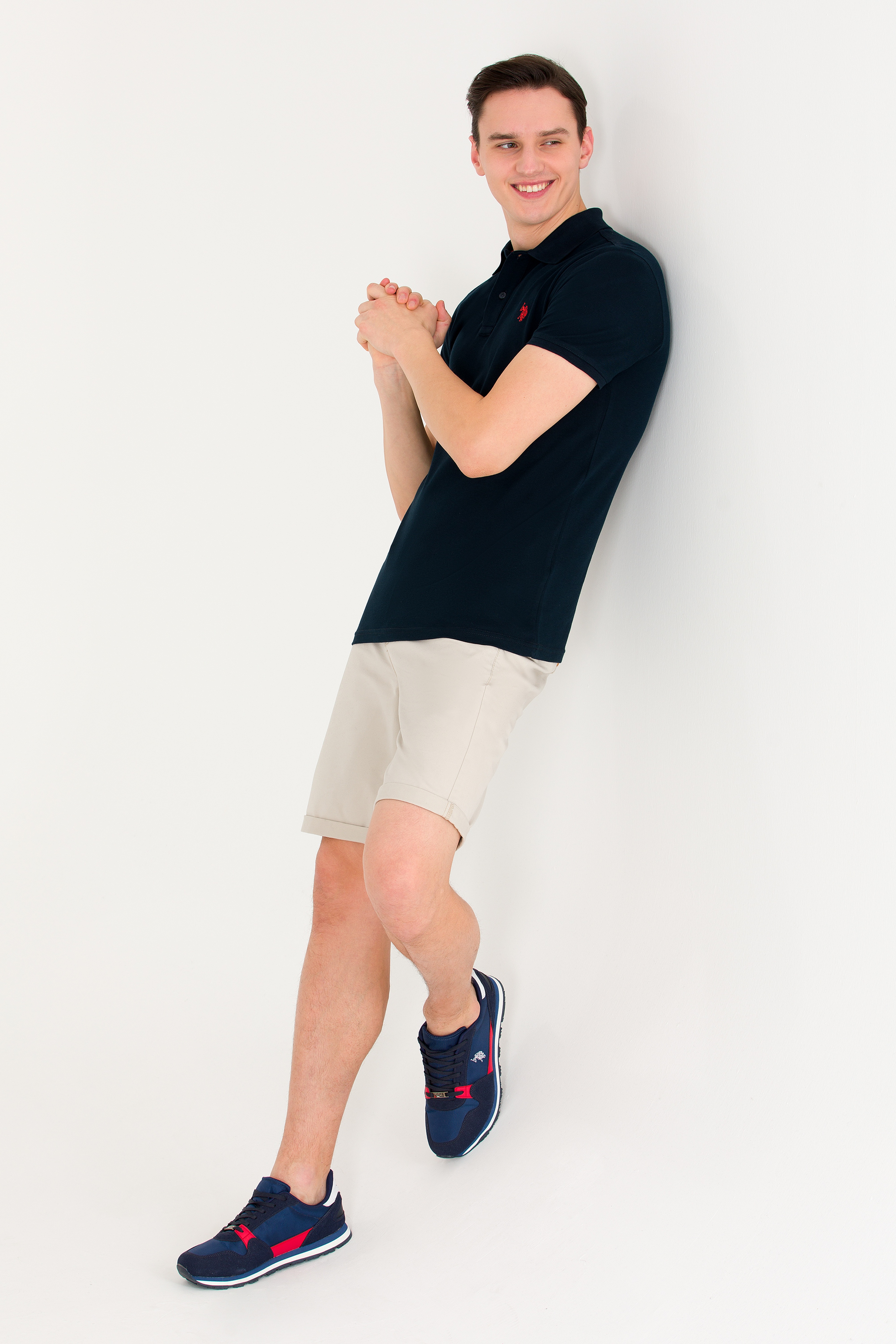 Erkek Koyu Lacivert Basic Polo Yaka Tişört - Image 4