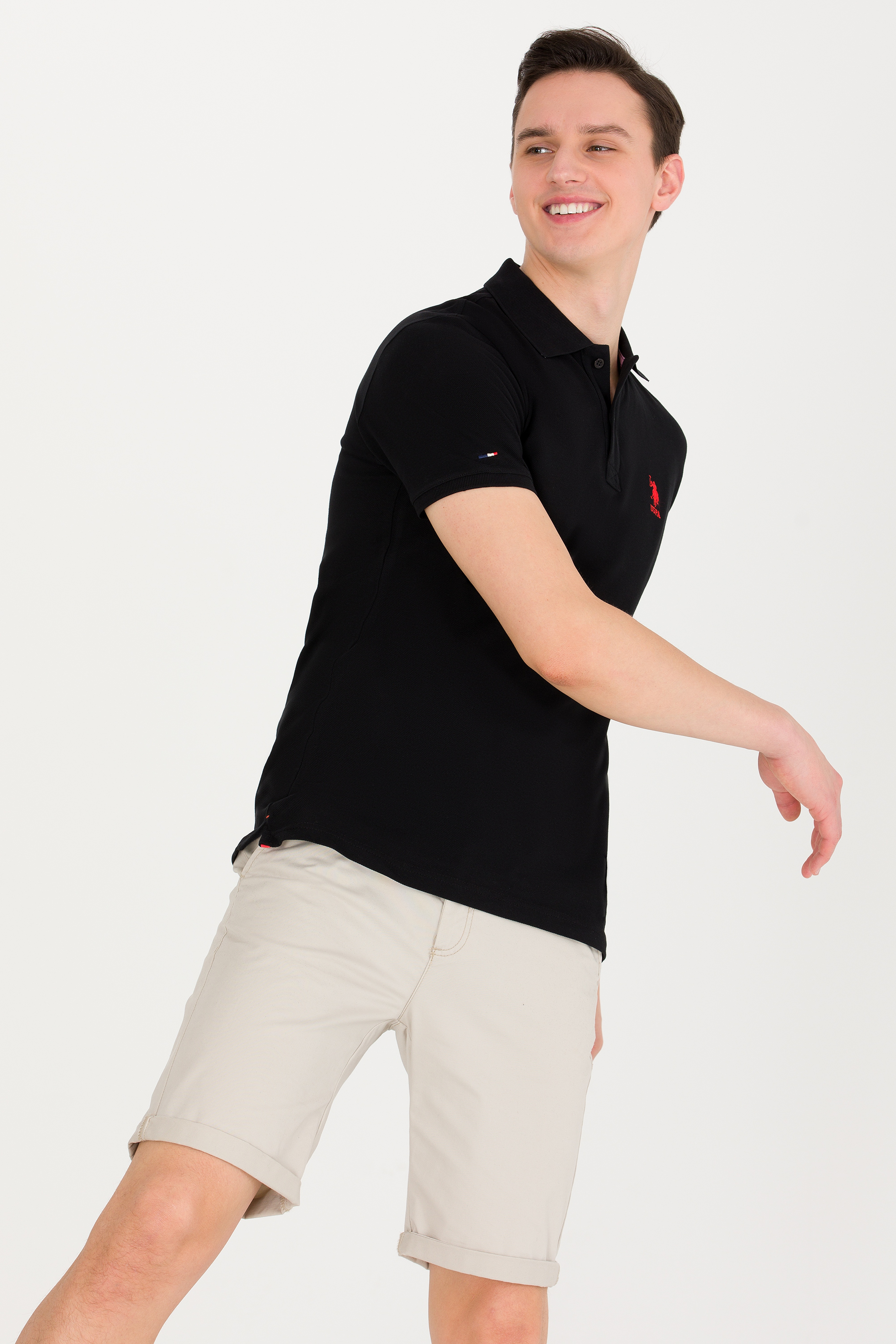 Erkek Siyah Basic Polo Yaka Tişört - Image 3