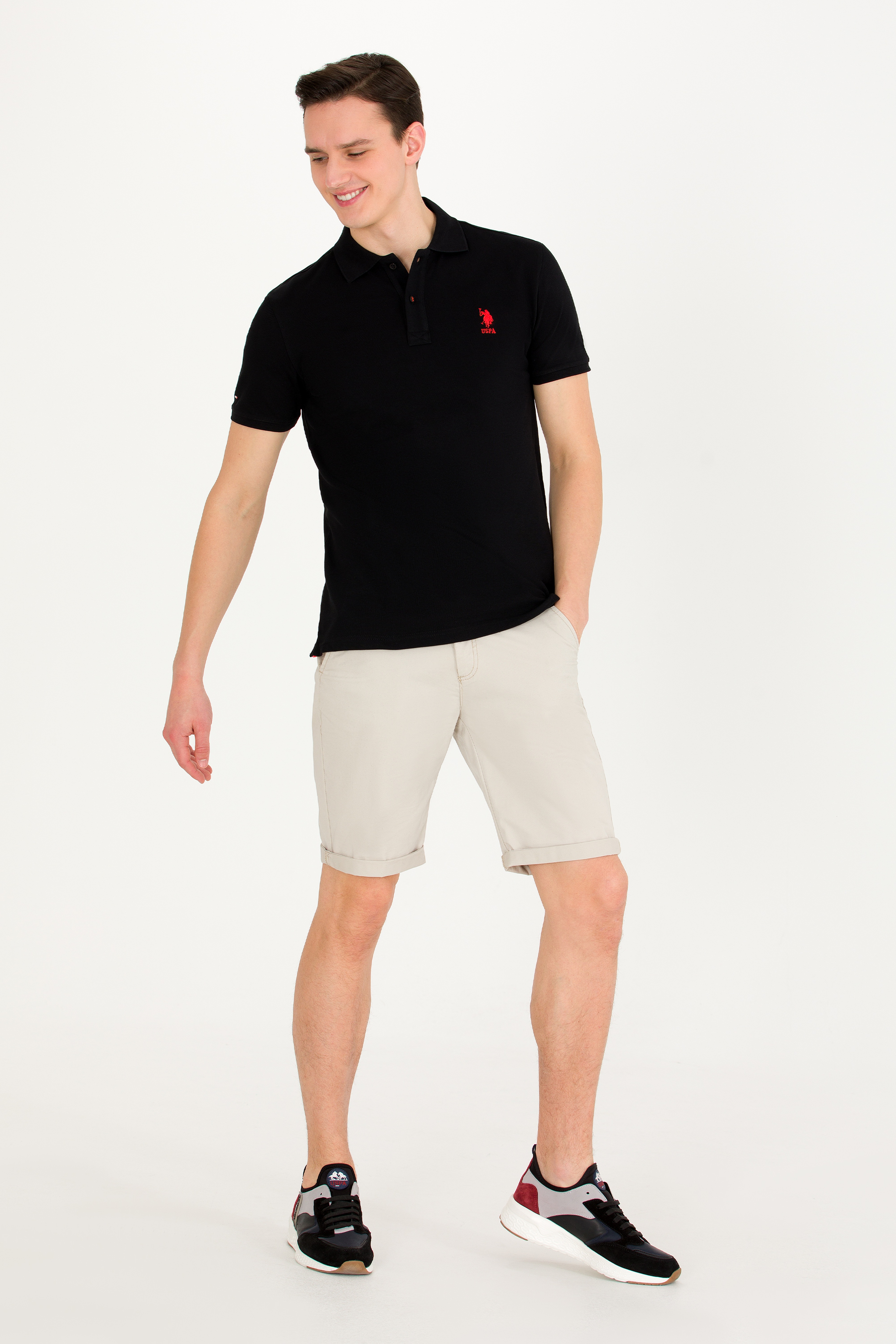 Erkek Siyah Basic Polo Yaka Tişört - Image 4