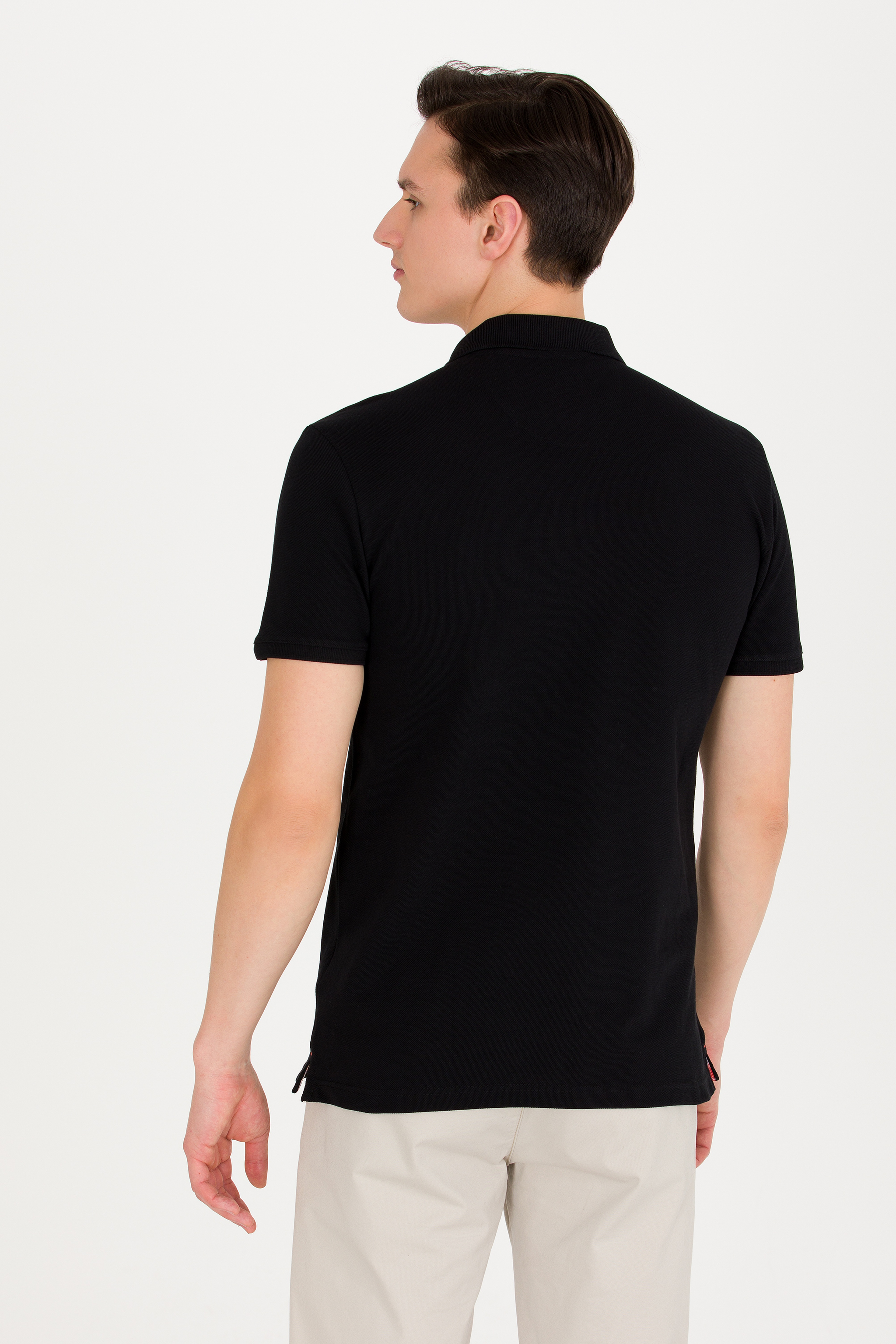 Erkek Siyah Basic Polo Yaka Tişört