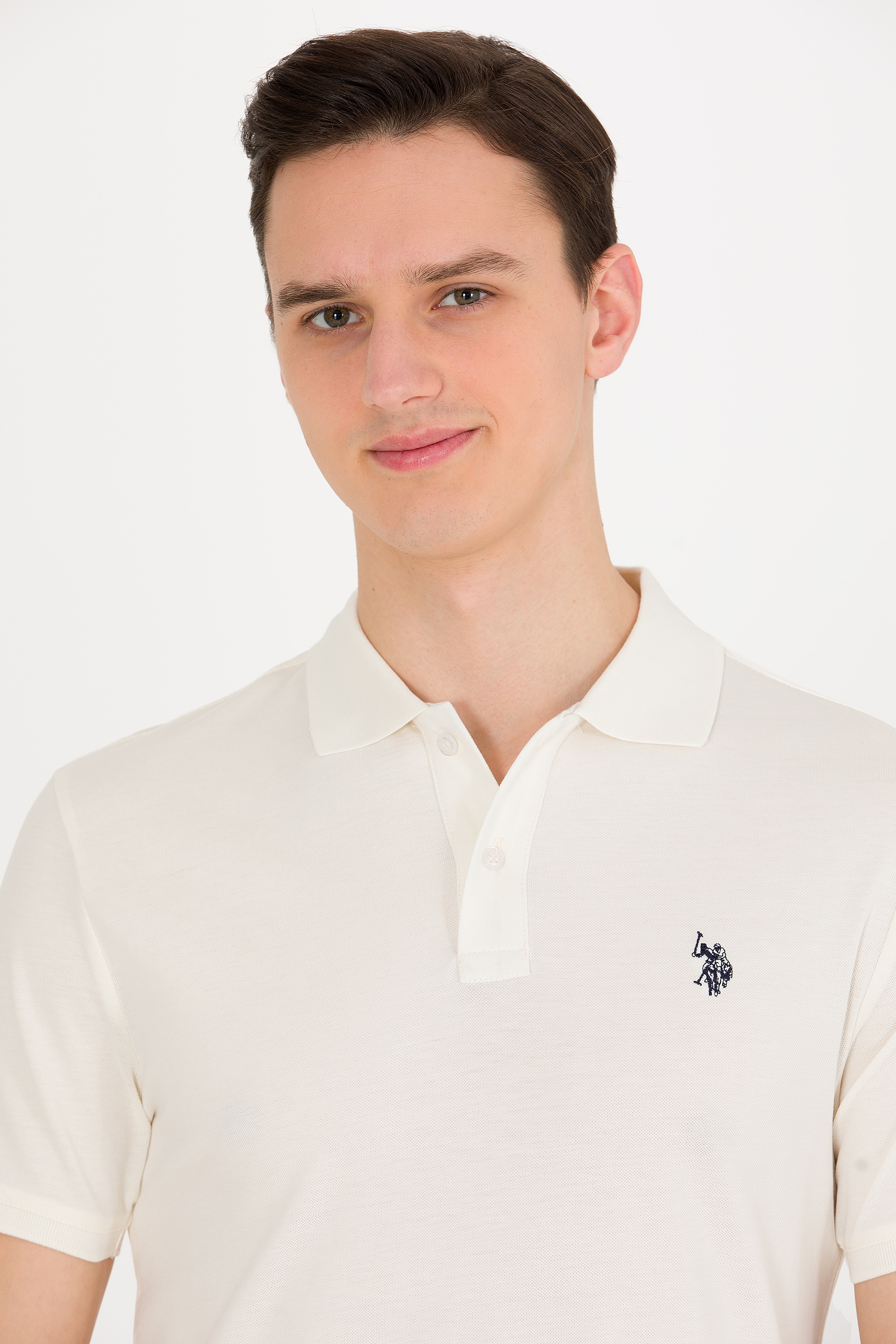 Erkek Ekru Basic Polo Yaka Tişört
