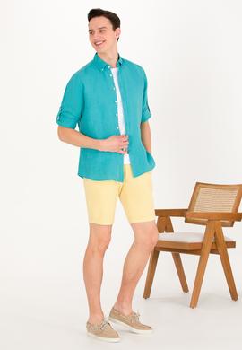 Erkek Sarı Dokuma Şort - 50266070043