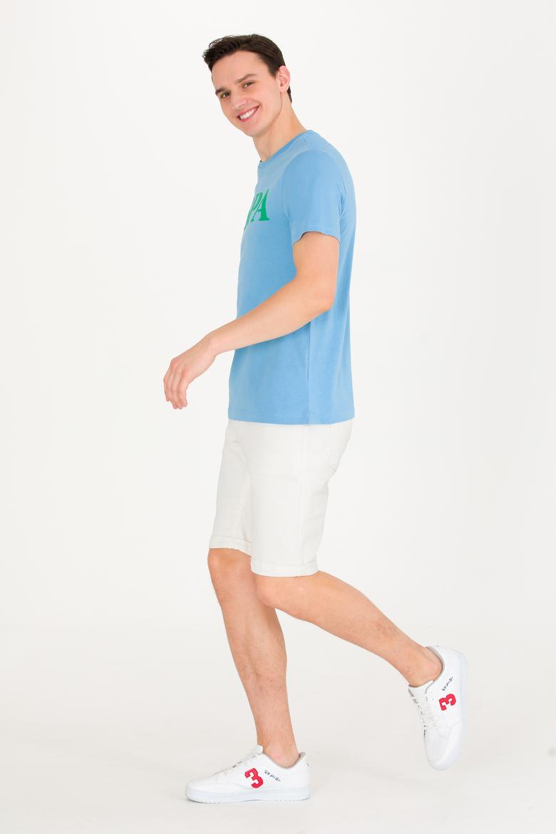 Erkek Turkuaz Basic Bisiklet Yaka Tişört - 50262976118