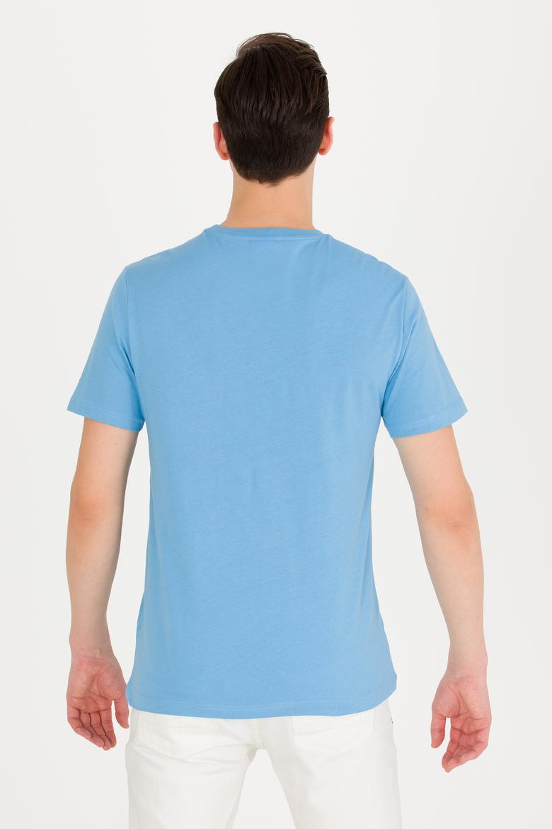 Erkek Turkuaz Basic Bisiklet Yaka Tişört - 50262976118