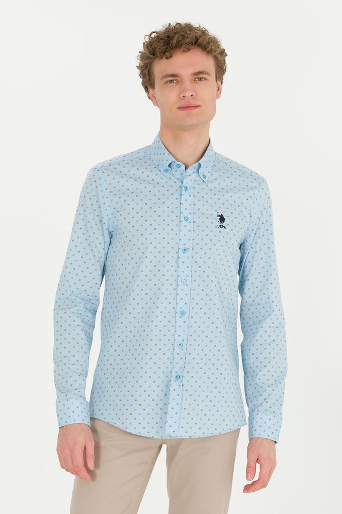 Erkek Mavi Uzun Kollu Gömlek