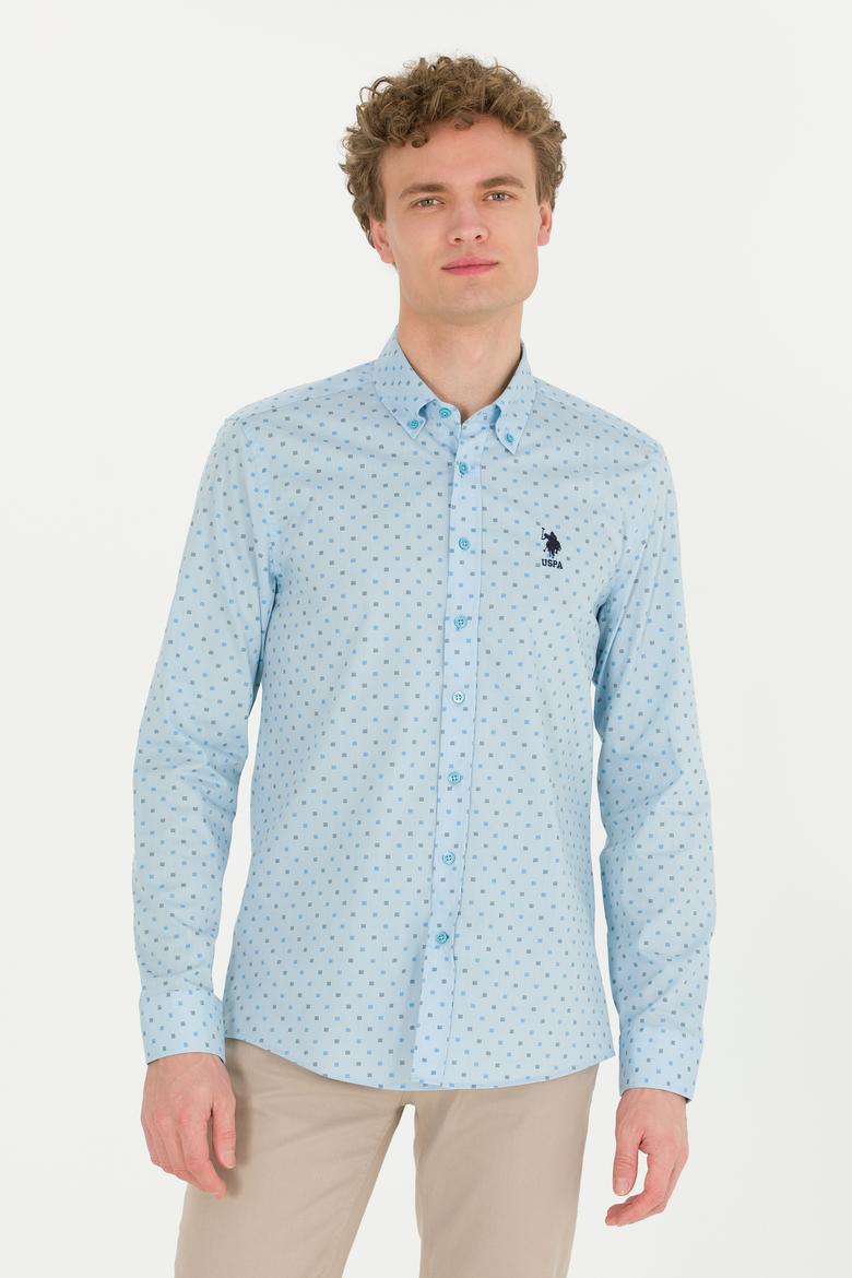 Erkek Mavi Uzun Kollu Gömlek