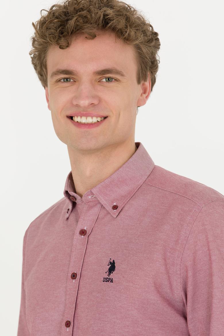 Erkek Vişne Uzun Kollu Basic Gömlek