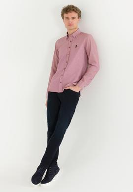 Erkek Vişne Uzun Kollu Basic Gömlek - 50253872061