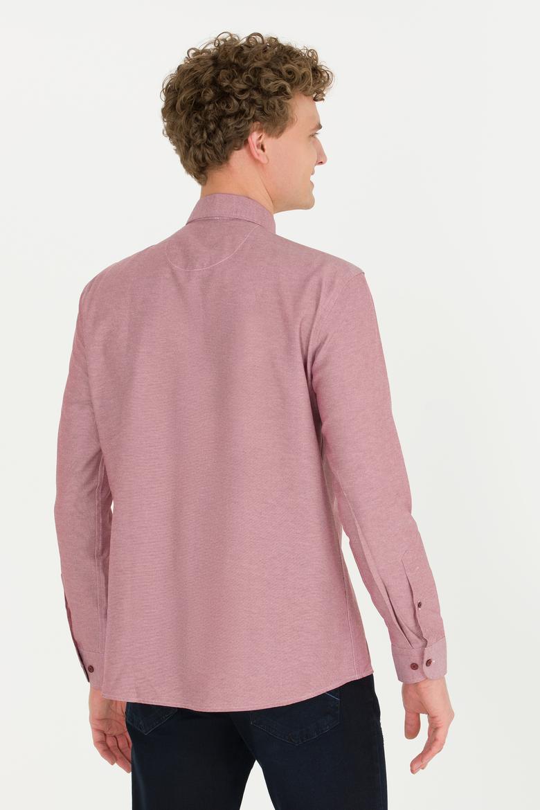 Erkek Vişne Uzun Kollu Basic Gömlek - 50253872061