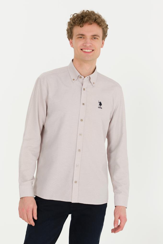 Erkek Vizon Uzun Kollu Basic Gömlek