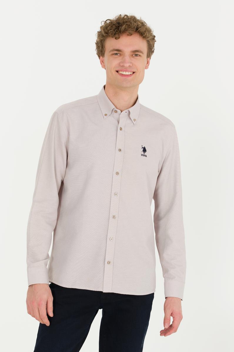 Erkek Vizon Uzun Kollu Basic Gömlek