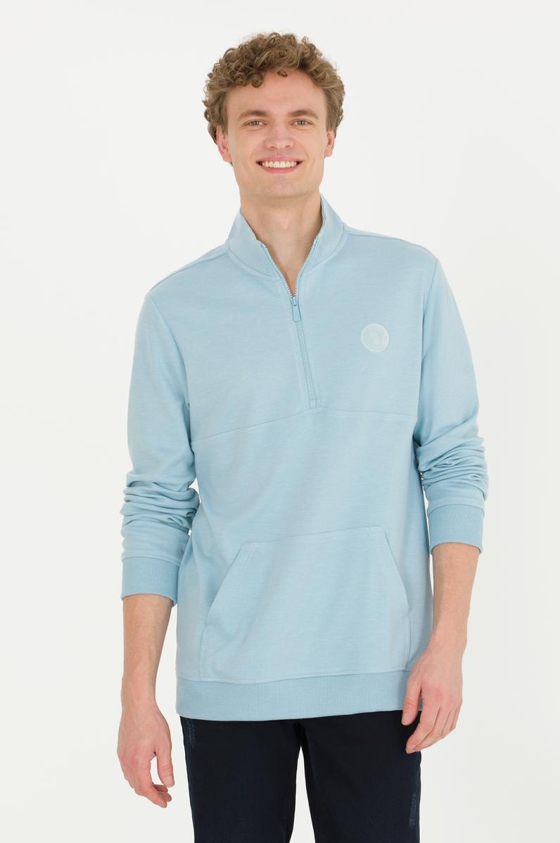 Erkek Mavi Melanj Sweatshirt