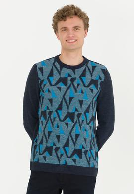 Erkek Lacivert Bisiklet Yaka Triko Kazak - 50256663009