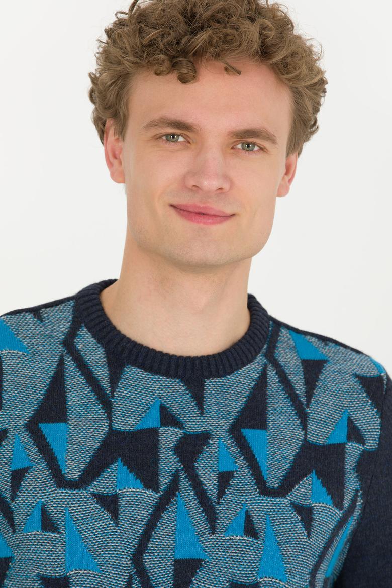 Erkek Lacivert Bisiklet Yaka Triko Kazak - 50256663009