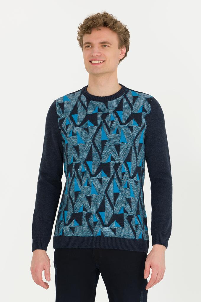 Erkek Lacivert Bisiklet Yaka Triko Kazak