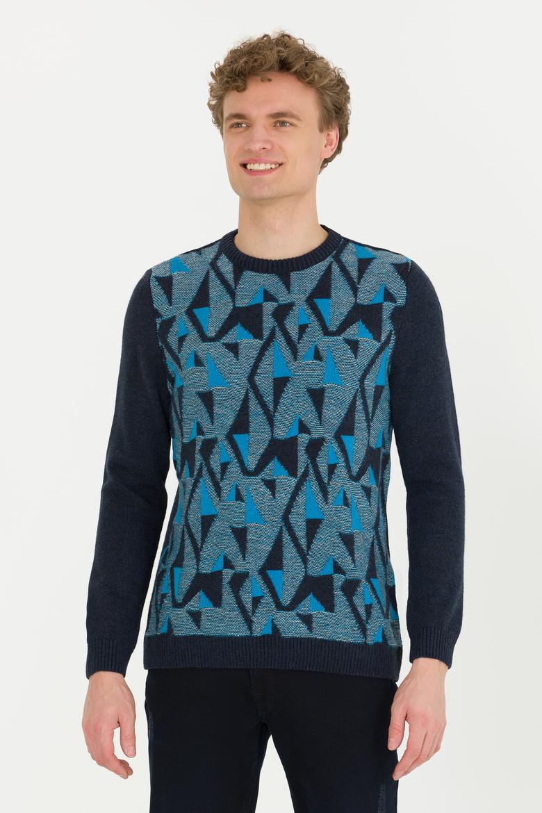 Erkek Lacivert Bisiklet Yaka Triko Kazak