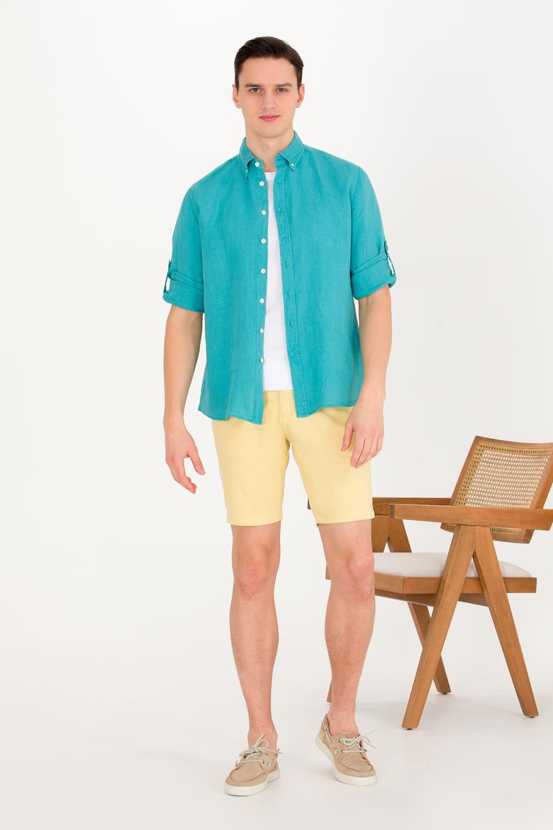 Erkek Sarı Dokuma Şort - 50266070043