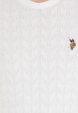 Erkek Beyaz Bisiklet Yaka Basic Triko Kazak - 50251876080