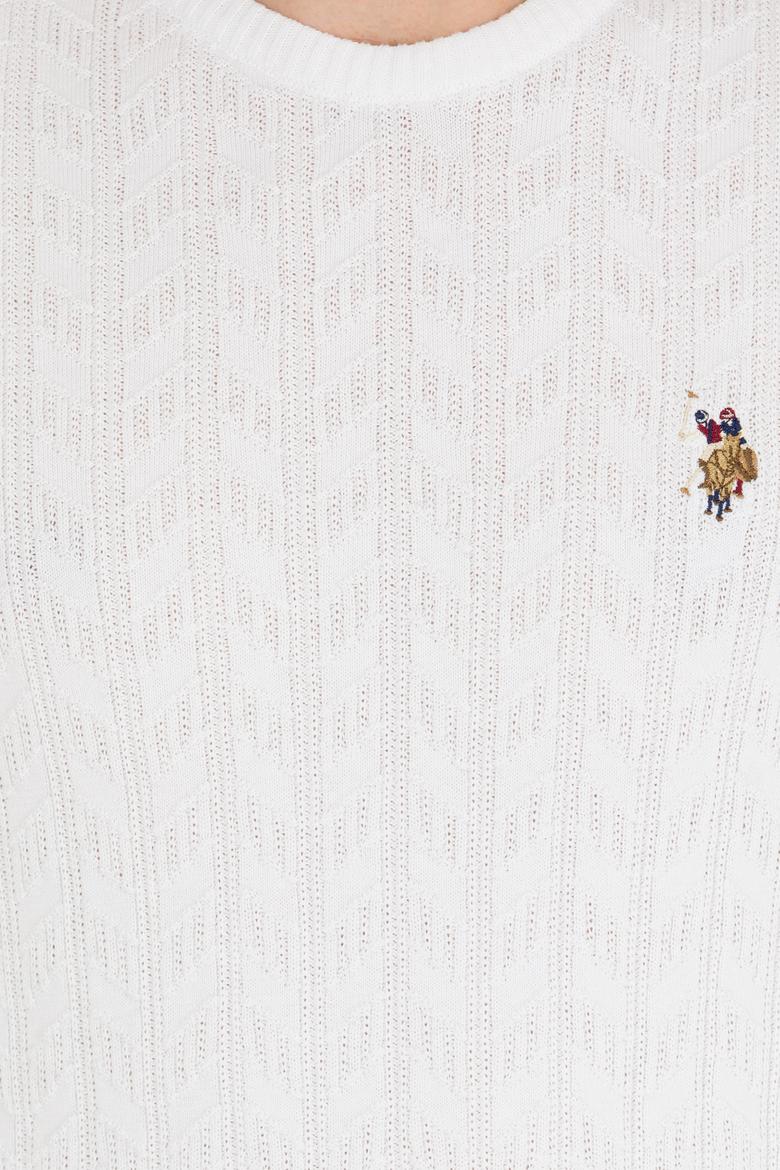 Erkek Beyaz Bisiklet Yaka Basic Triko Kazak - 50251876080