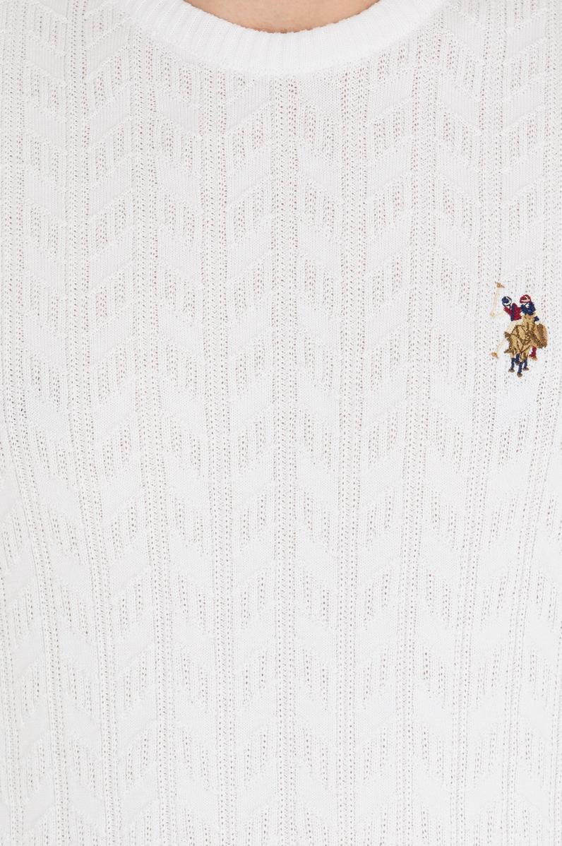 Erkek Beyaz Bisiklet Yaka Basic Triko Kazak