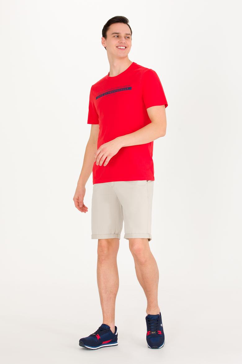 Erkek Kırmızı Bisiklet Yaka Tişört - 50263284016