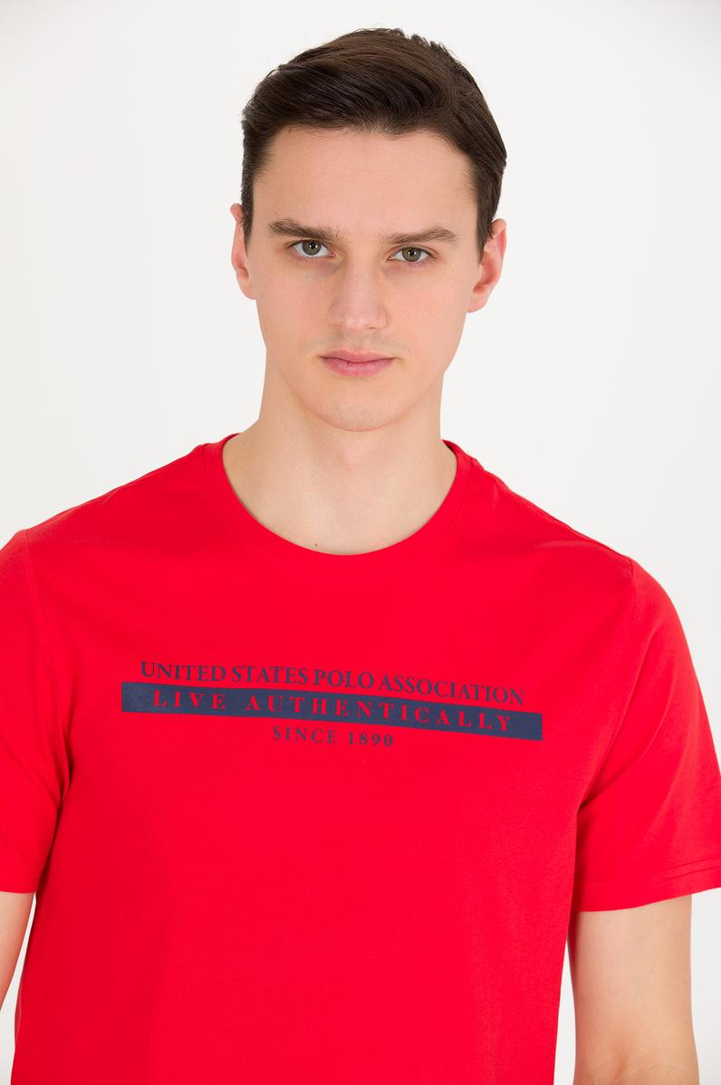 Erkek Kırmızı Bisiklet Yaka Tişört