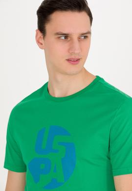 Erkek Yeşil Bisiklet Yaka Tişört - 50263323063