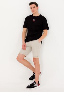 Erkek Siyah Comfort Bisiklet Yaka Tişört - 50267486037