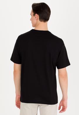 Erkek Siyah Comfort Bisiklet Yaka Tişört - 50267486037