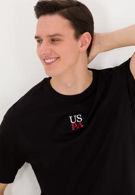 Erkek Siyah Comfort Bisiklet Yaka Tişört - 50267486037