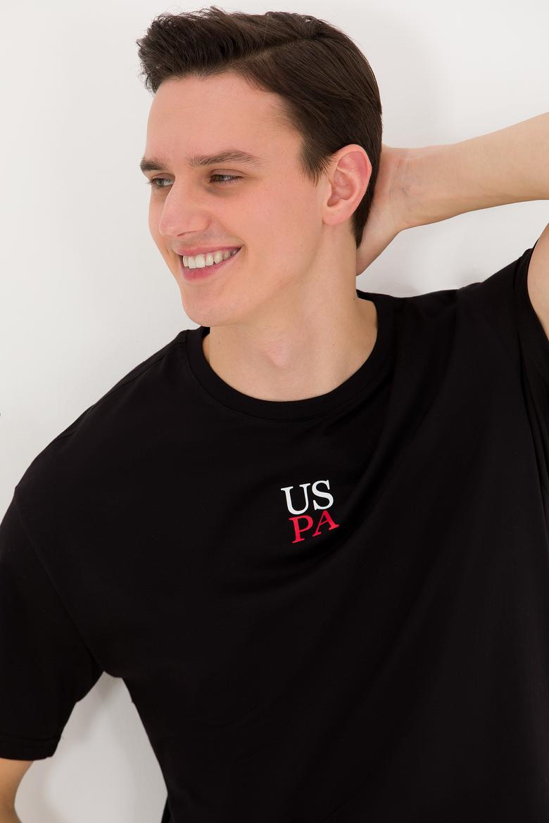 Erkek Siyah Comfort Bisiklet Yaka Tişört - 50267486037