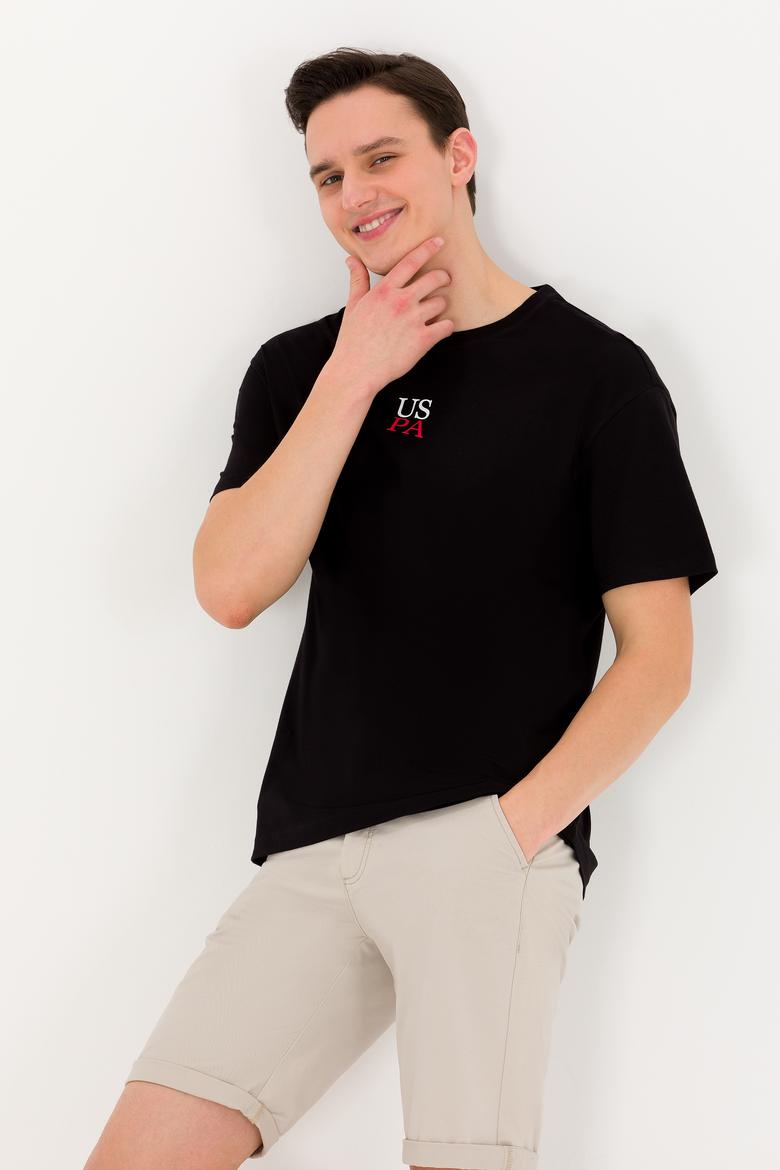 Erkek Siyah Comfort Bisiklet Yaka Tişört - 50267486037