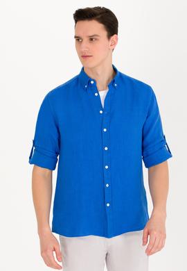 Erkek Saks Uzun Kollu Gömlek - 50267490005