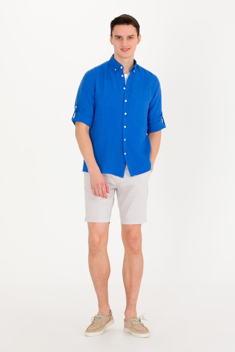 Erkek Saks Uzun Kollu Gömlek - 50267490005