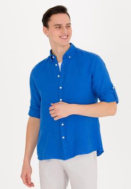 Erkek Saks Uzun Kollu Gömlek - 50267490005